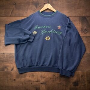 Vintage Marina Yachting Navy Embroidered Crewneck Sweatshirt Made in Italy XL
